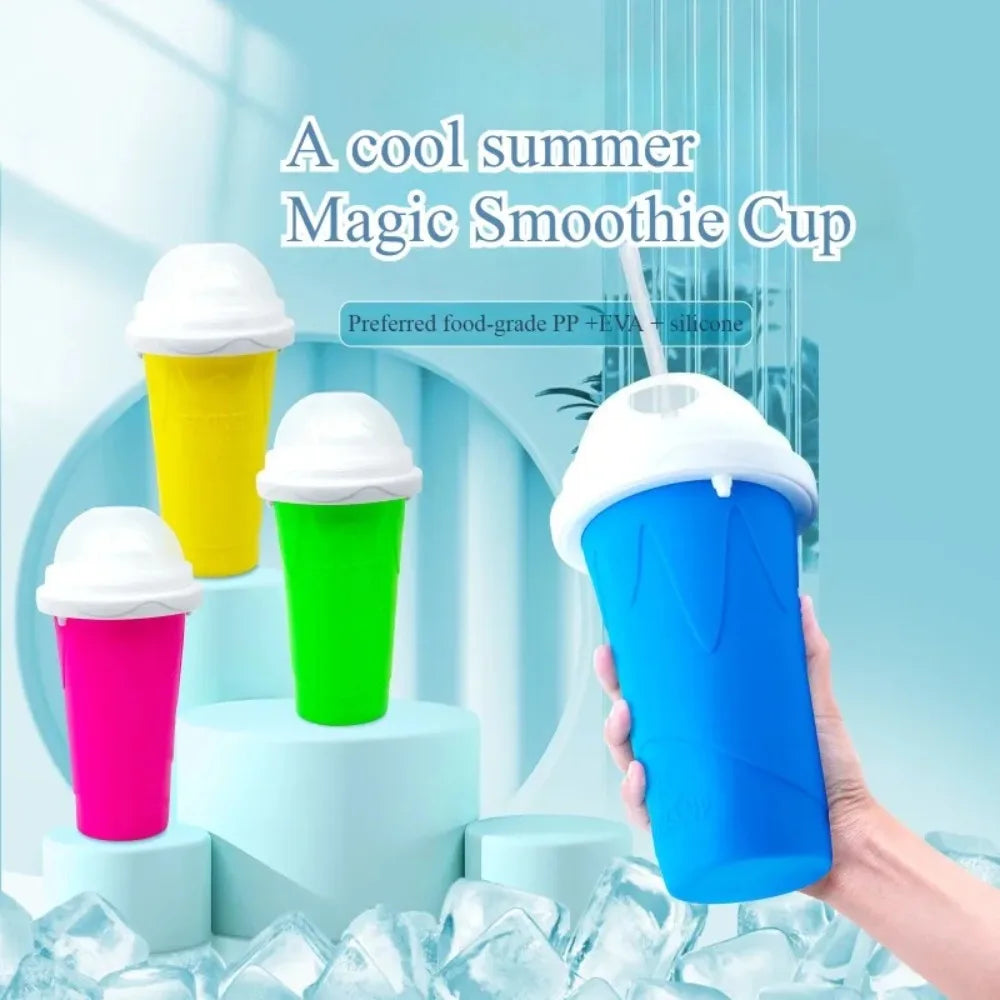 Quick Make Smoothie Squeeze cup Double Silica Gel Thickened Homemade Smoothie Pinch cup Summer Juice Smoothie Make Ice Water cup