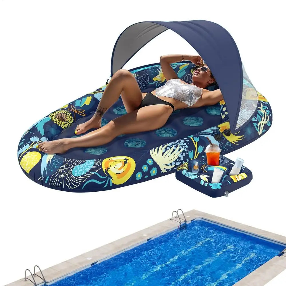 PVC Inflatable Pool Floating Lounger With Drink Holder Water Lounger Adult Water Sports Surfboard Air Bed Water Sofa Bed