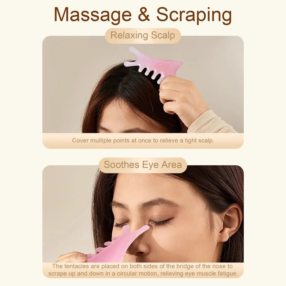 4-in-1 Gua Sha Massage Comb - Multifunctional Scalp & Face Scraper for Relaxation, Lymphatic Drainage & Hair Growth
